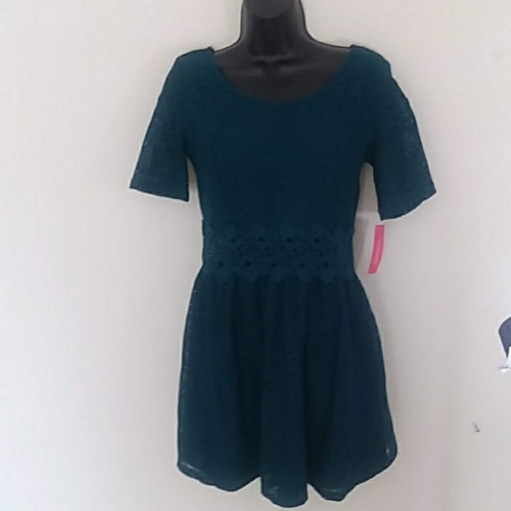 Teal colored lacey dress